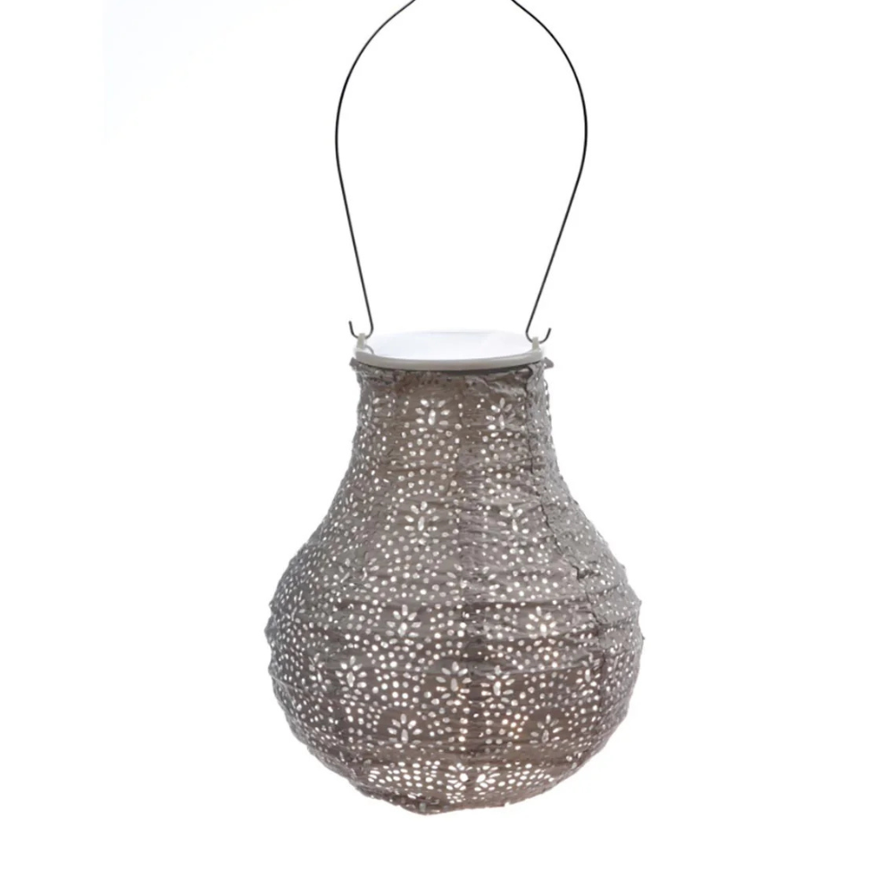 Lumiz Lace Bulb 16cm Taupe Solar Lantern | Merchants Homewares