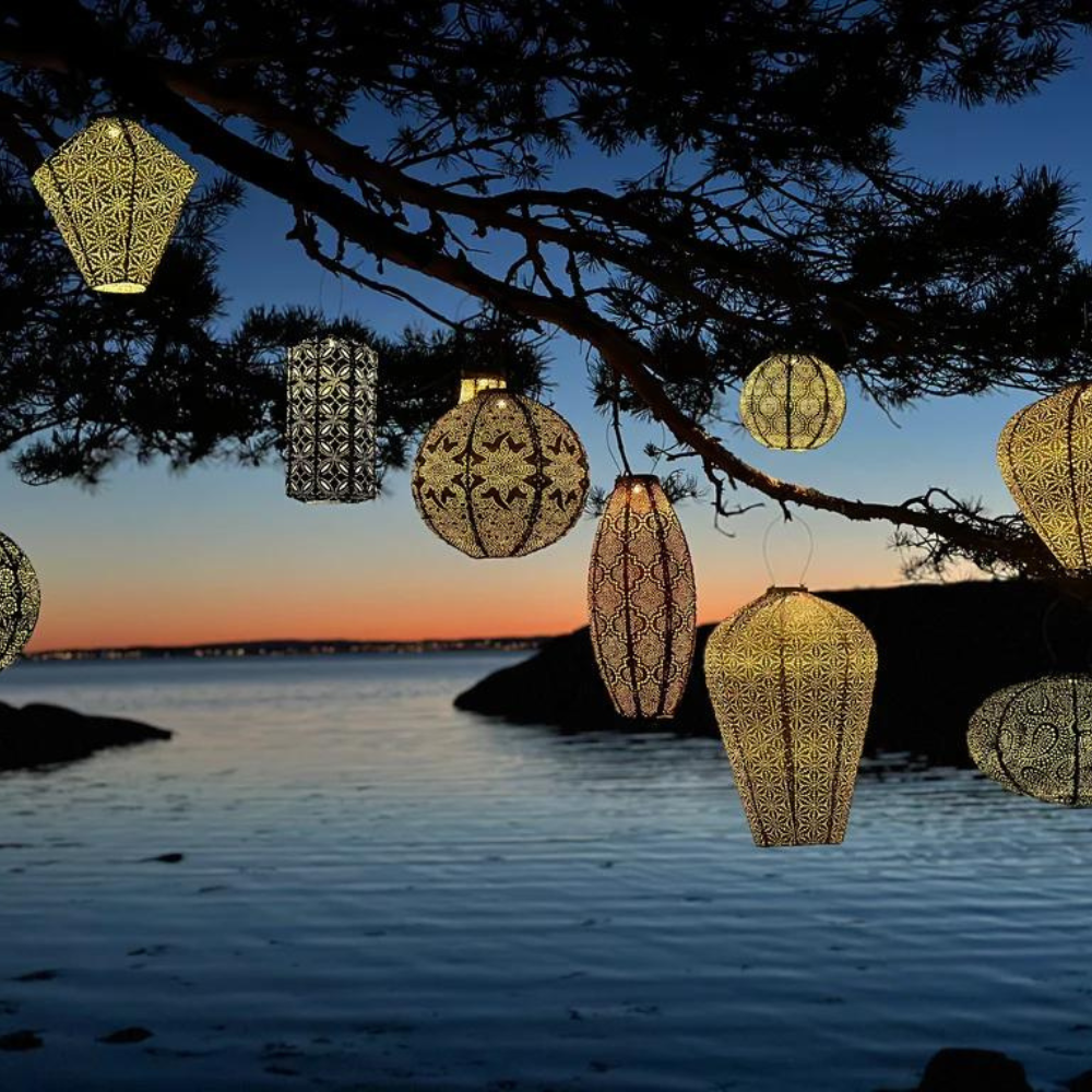 Lumiz Folia Round 30cm Sage Green Solar Lantern Lifestyle | Merchants Homewares