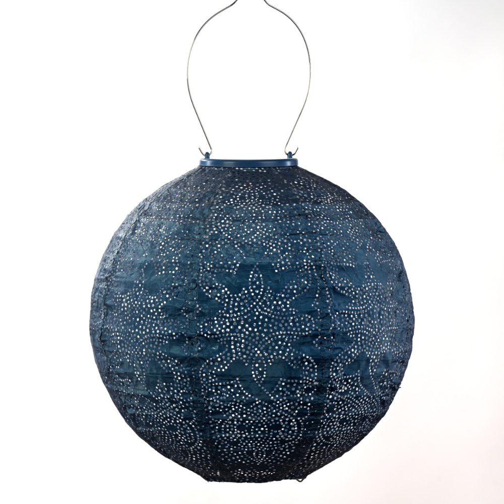 Lumiz Marrakesh Round 30cm Petrol Solar Lantern | Merchants Homewares