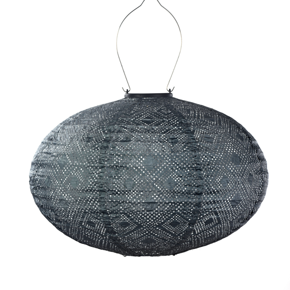 Lumiz Mosaic Oval 40cm Grey Blue Solar Lantern | Merchants Homewares