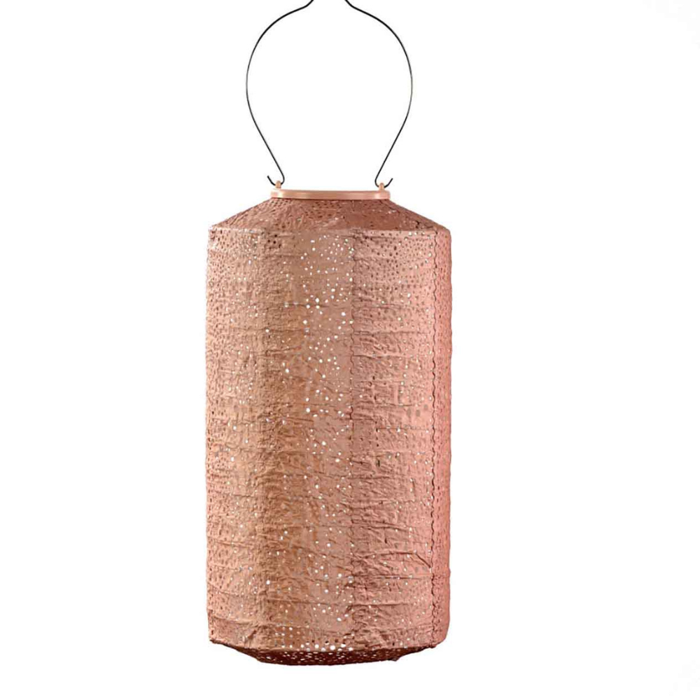 Lumiz Paisley Cylinder 18cm Pink Solar Lantern | Merchants Homewares