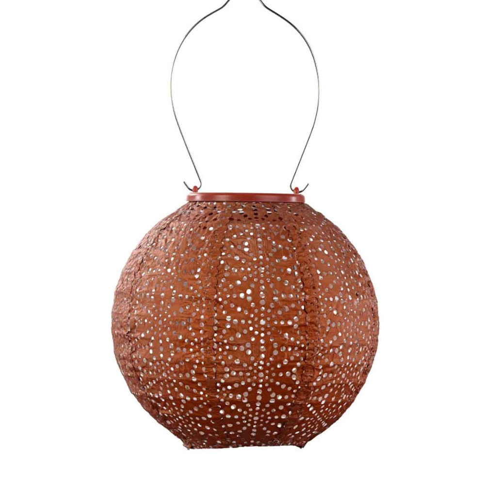 Lumiz Sashiko Round 20cm Copper Solar Lantern | Merchants Homewares