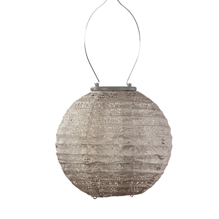 Lumiz Spectare Round 20cm Light Taupe Solar Lantern | Merchants Homewares