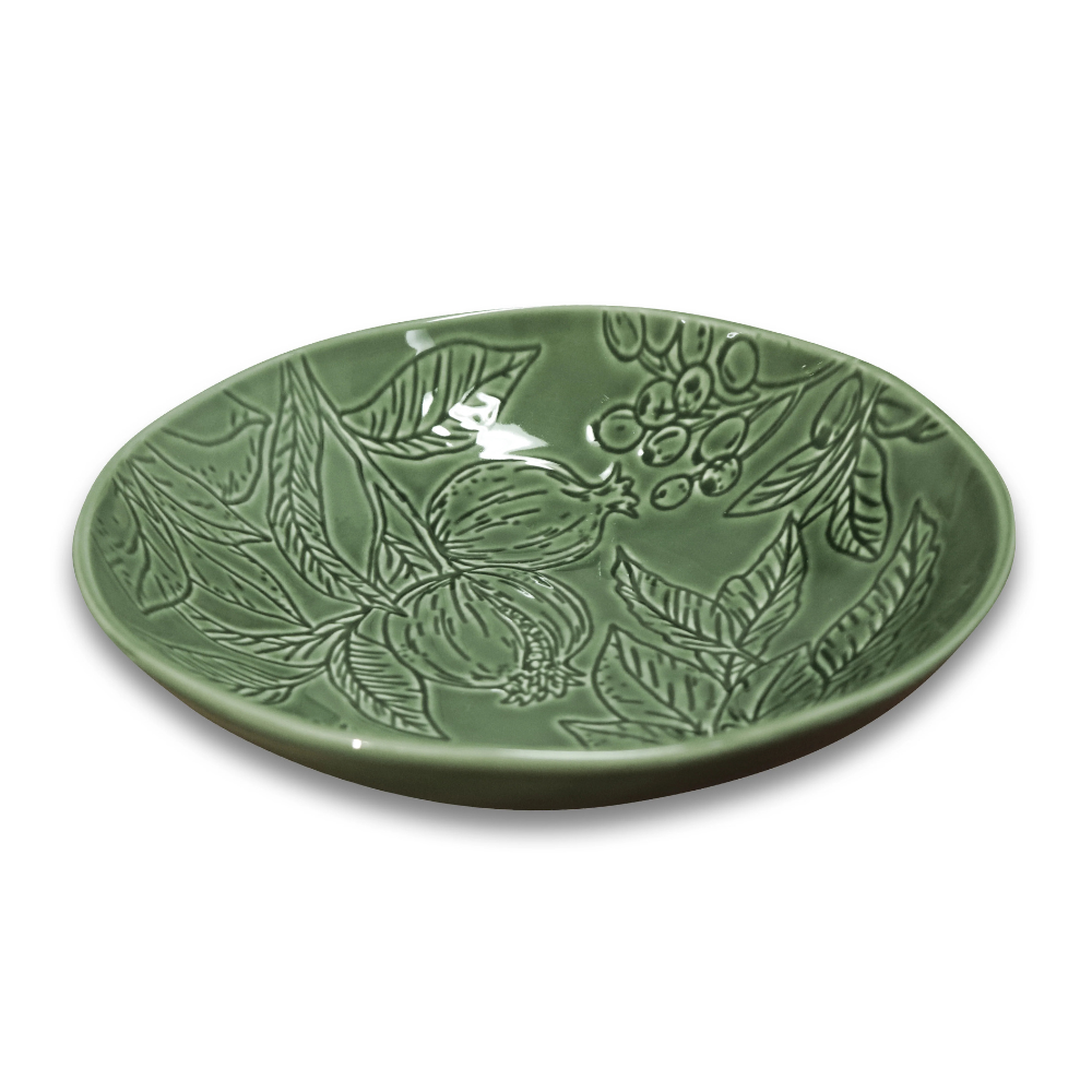 Madras Link Poinsettia Green Engraved Bowl | Merchants Homewares