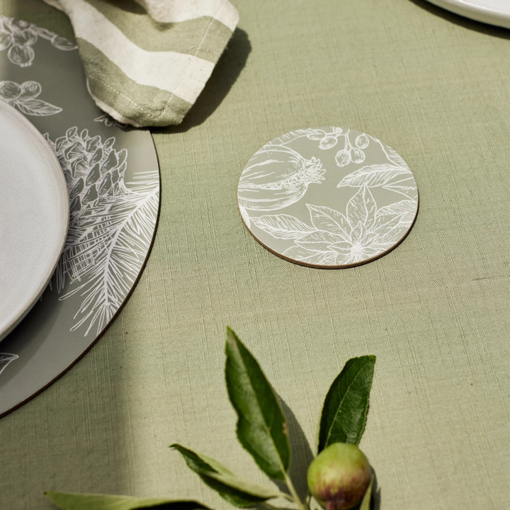 Madras Link Poinsettia Round Coasteer Set Of 4 Lifestyle | Merchants Homewares