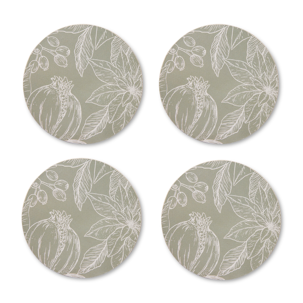 Madras Link Poinsettia Round Coaster Set Of 4 | Merchants Homewares