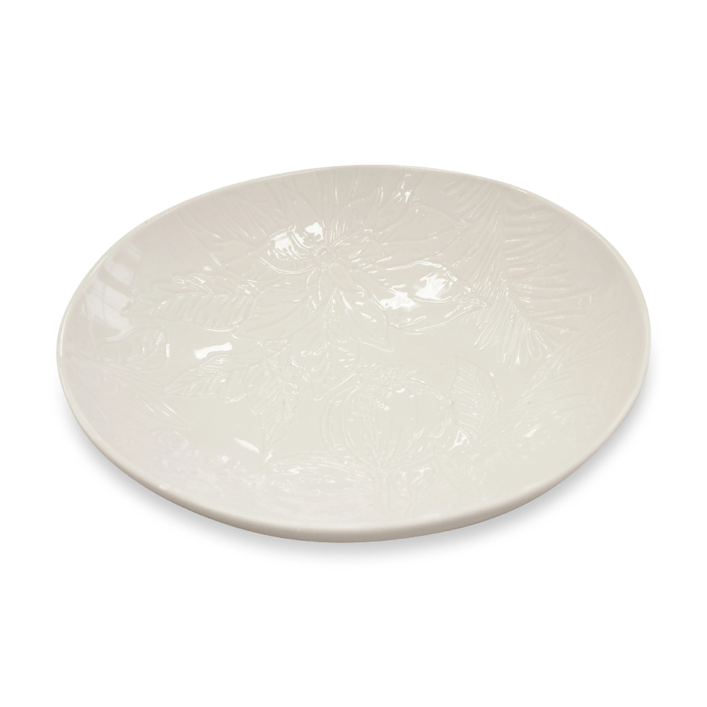 Madras Link Poinsettia White Engraved Bowl | Merchants Homewares