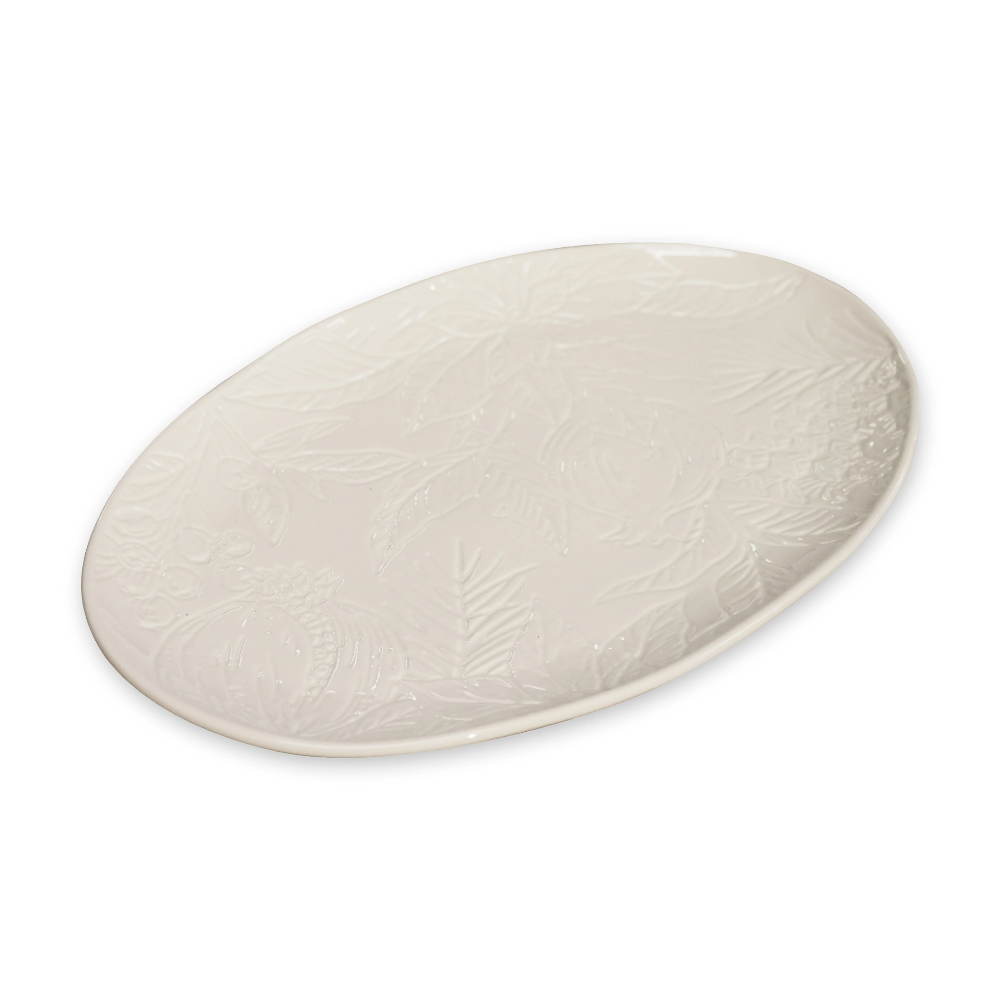 Madras Link Poinsettia White Engraved Platter | Merchants Homewares