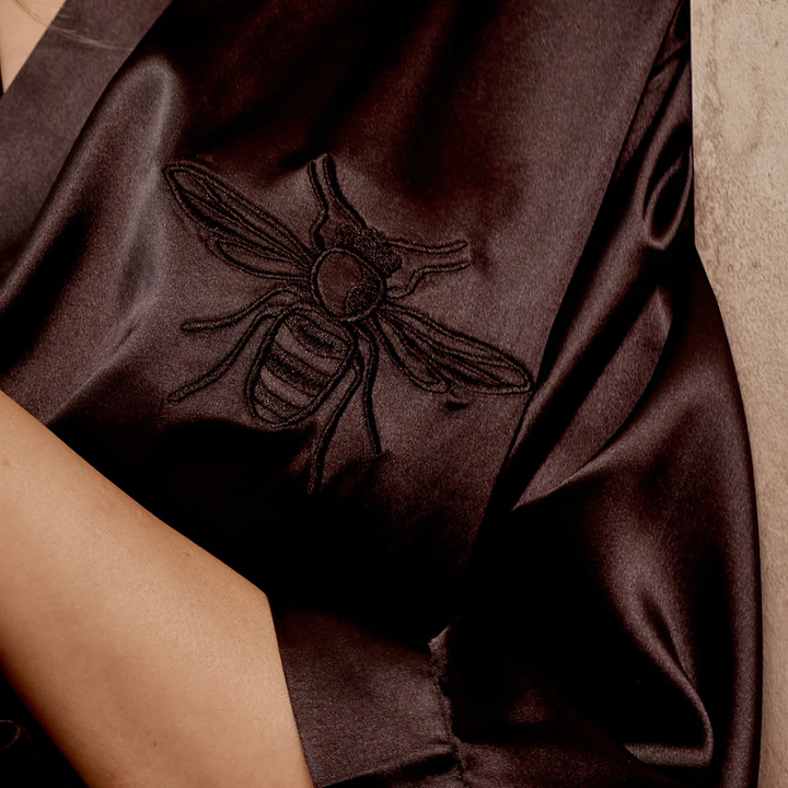 Maine Beach Satin Robe Midnight Black Lifestyle | Merchants Homewares