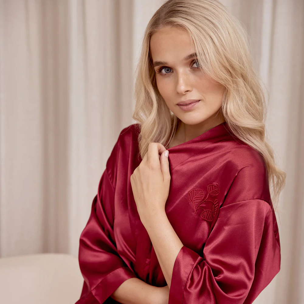Maine Beach Satin Robe Ruby | Merchants Homewares