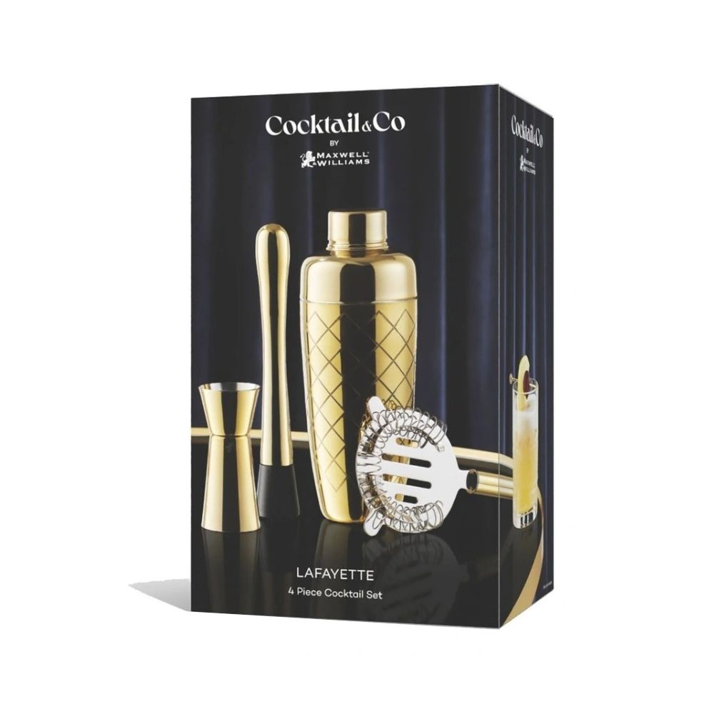 Maxwell & Williams Cocktail & Co Lafayette Cocktail Set of 4 Gold Packaged | Merchants Homewares