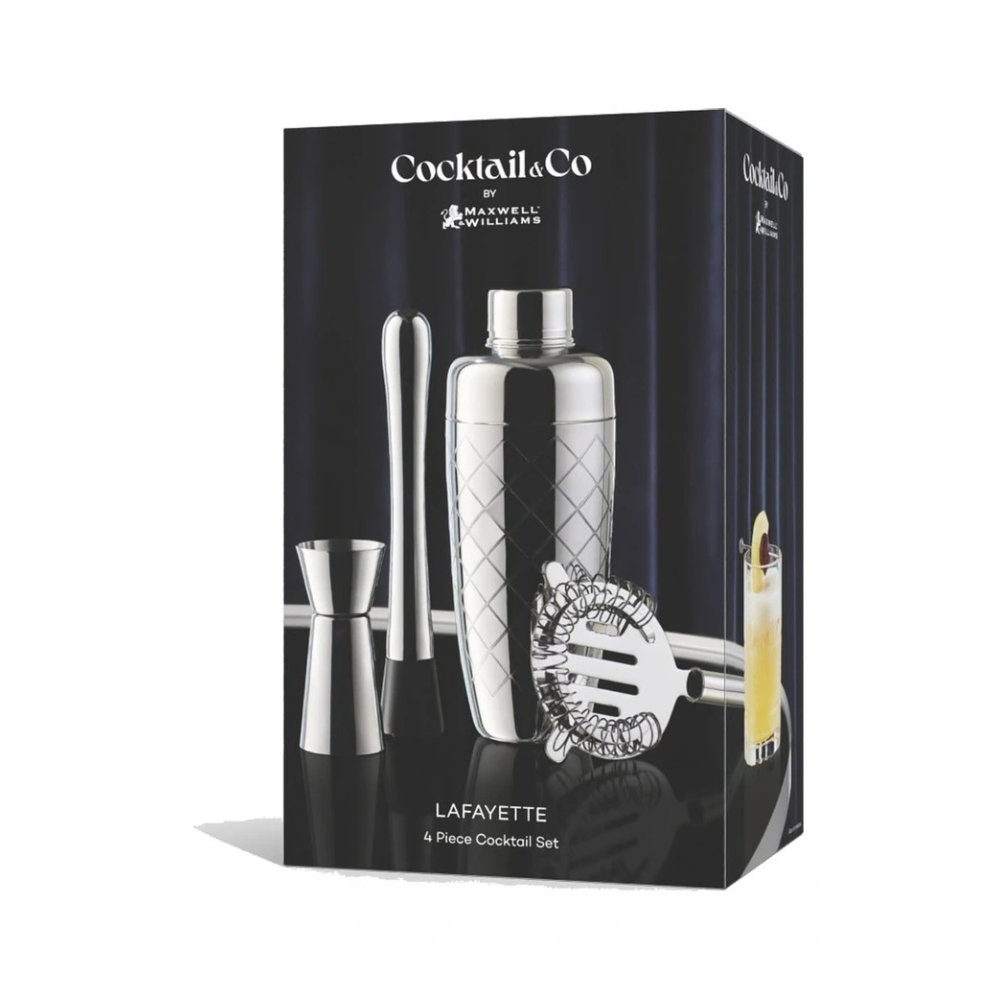 Maxwell & Williams Cocktail & Co Lafayette Cocktail Set of 4 Silver Packaged | Merchants Homewares