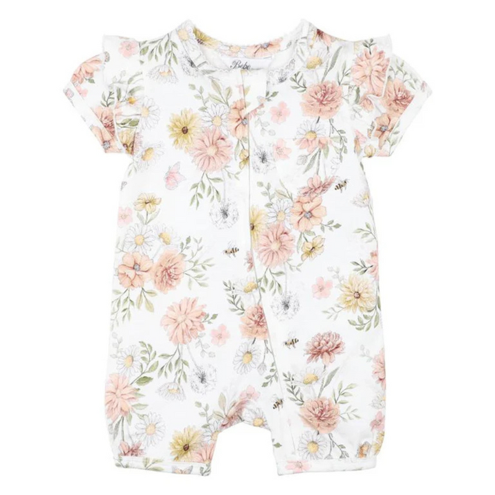 Minihaha Bebe Lara Print Short Sleeve Zip Romper | Merchants Homewares