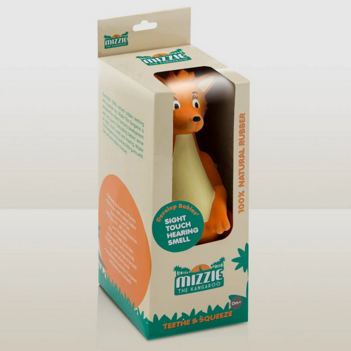 Mizzie The Kangaroo Baby Teething Toy Packaged | Merchants Homewares