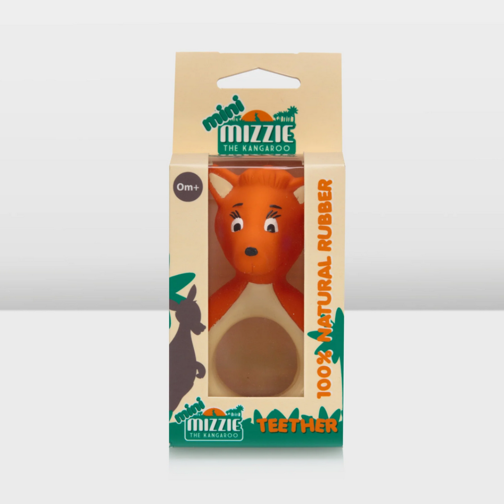 Mizzie The Kangaroo Mini Mizzie Rubber Baby Teether Packaging Front | Merchants Homewares