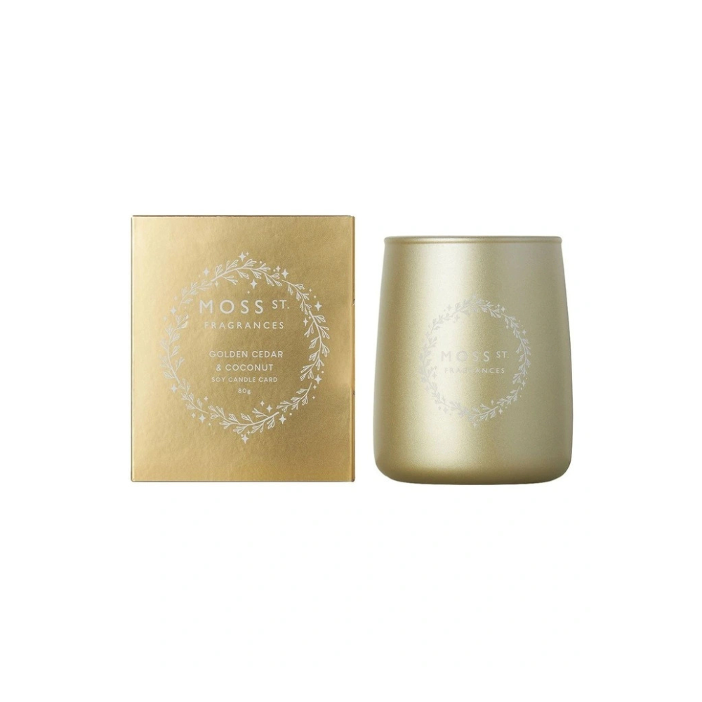 Moss St Golden Cedar & Coconut Mini Candle Card 80g | Merchants Homewares
