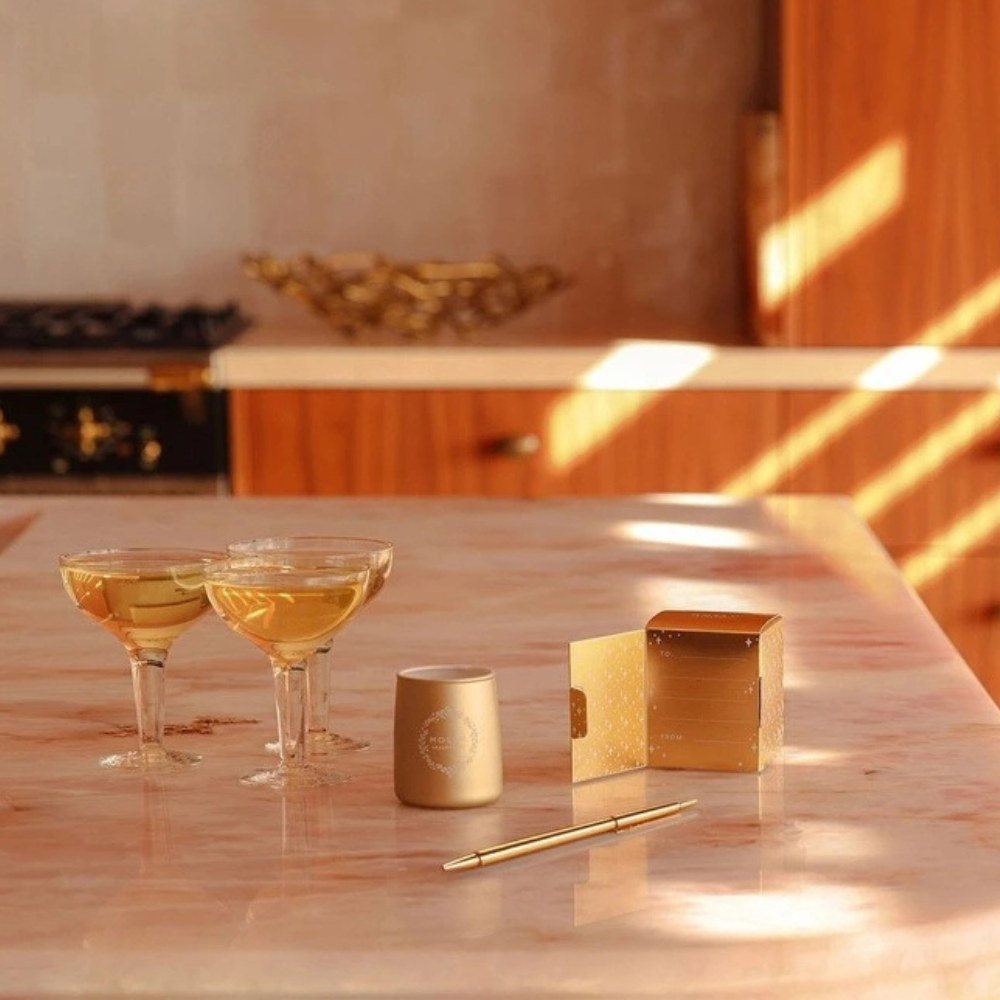 Moss St Golden Cedar & Coconut Mini Candle Card 80g Lifestyle | Merchants Homewares