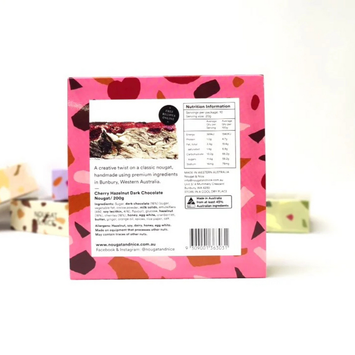 Nougat & Nice Nougat Box 200g Cherry Hazelnut & Dark Chocolate | Merchants Homewares