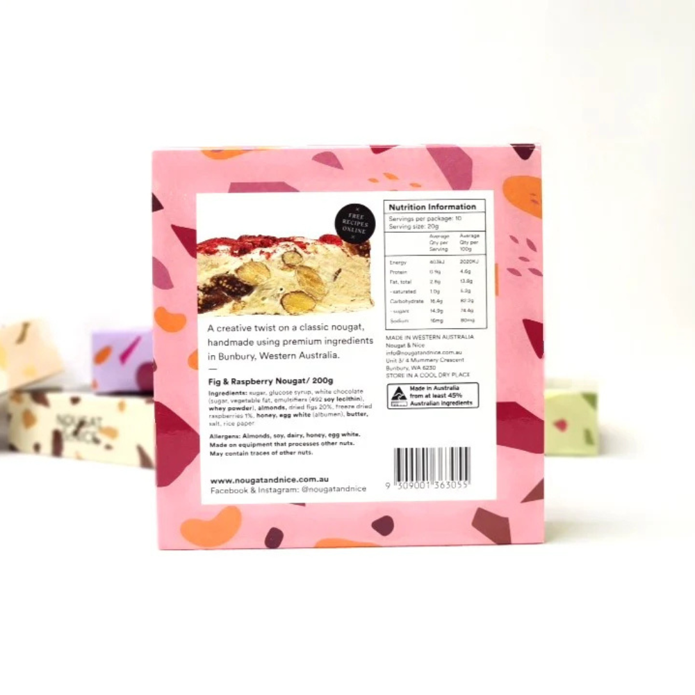 Nougat & Nice Nougat Box 200g Fig & Raspberry | Merchants Homewares
