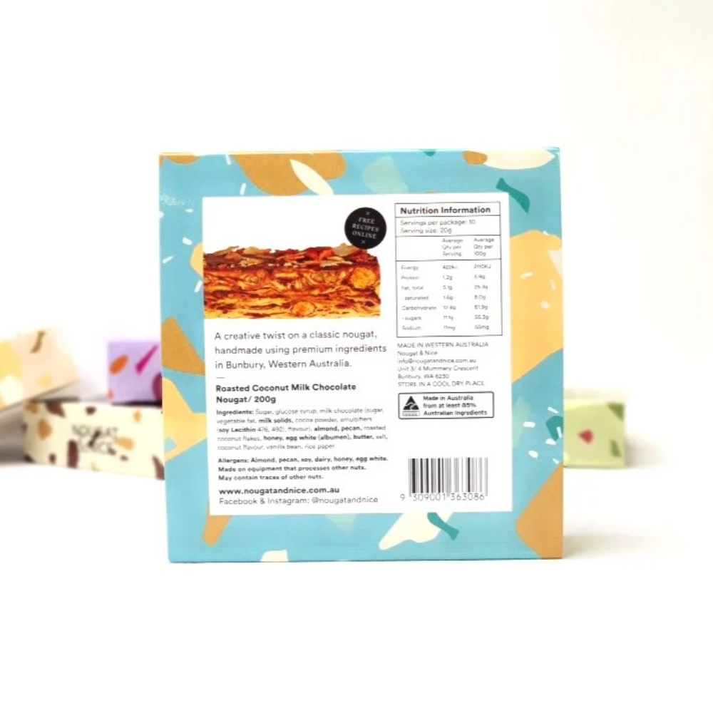 Nougat & Nice Nougat Box 200g Roasted Coconut & Milk Chocolate | Merchants Homewares