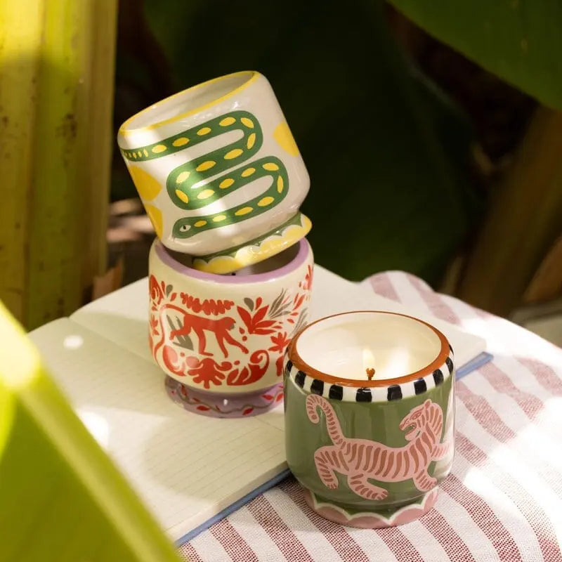 Paddywax A Dopo 8oz Handpainted Ceramic Candle Coconut & Amber Lifestyle | Merchants Homewares
