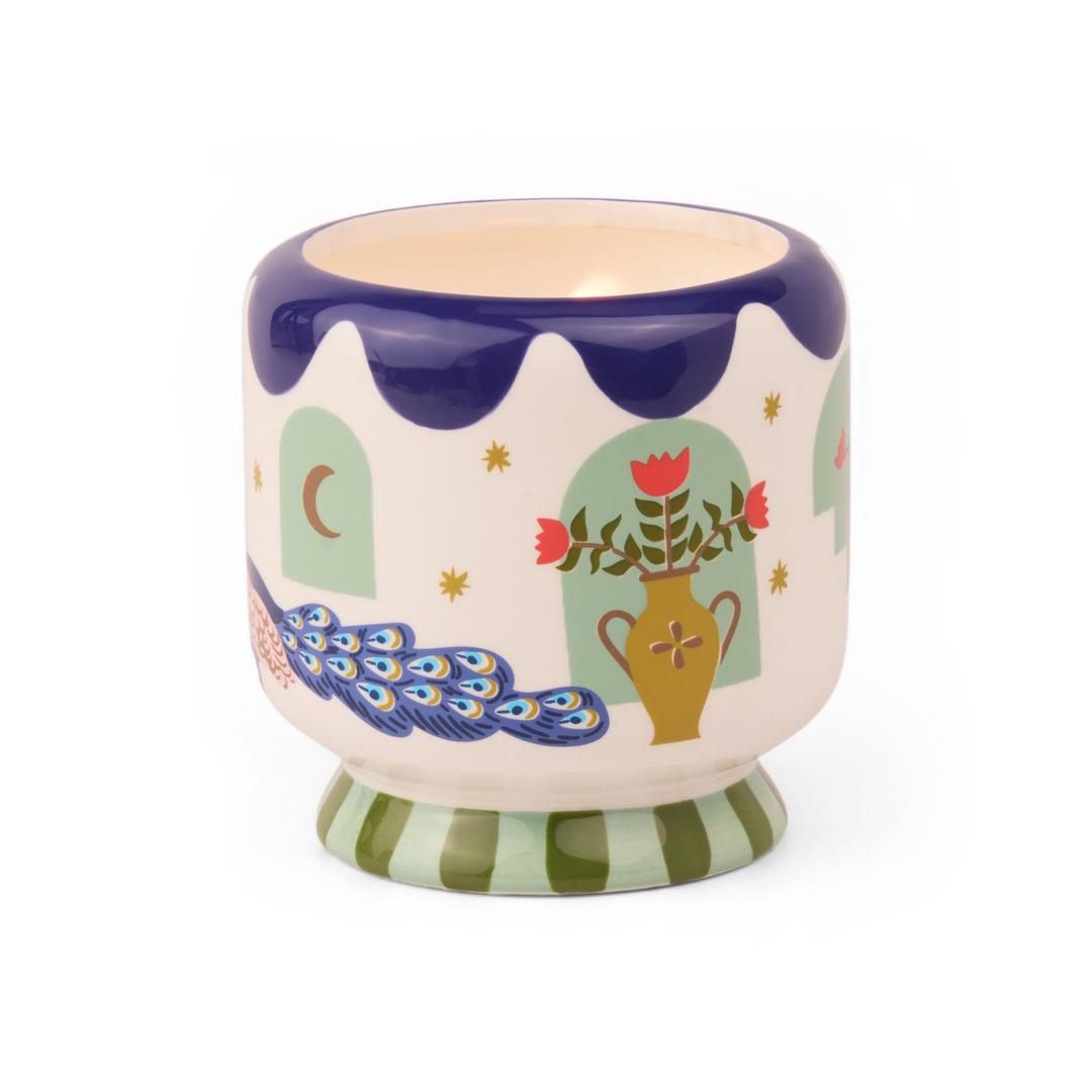 Paddywax A Dopo 8oz Handpainted Ceramic Candle Peacock | Merchants Homewares