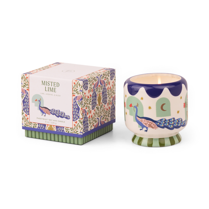 Paddywax A Dopo 8oz Handpainted Ceramic Candle Peacock | Merchants Homewares
