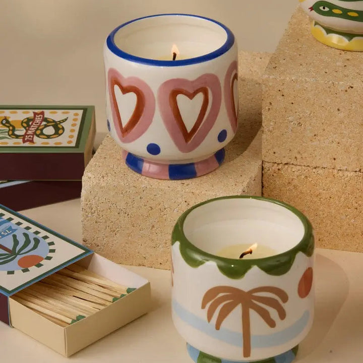 Paddywax A Dopo 8oz Handpainted Ceramic Candle Rosewood Vanilla Lifestyle | Merchants Homewares