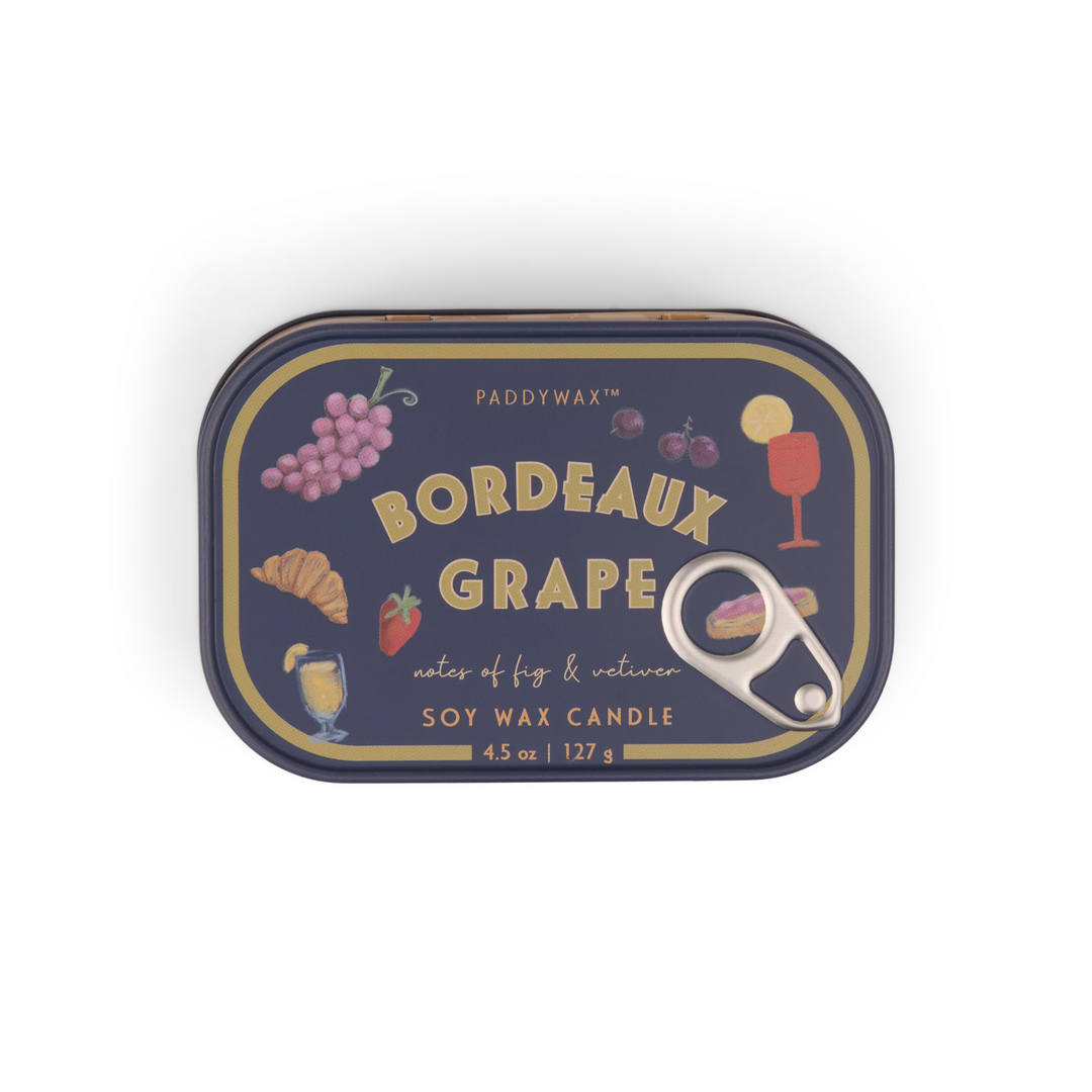 Paddywax Bistro 4.5oz Tin Candle Bordeaux Grape | Merchants Homewares