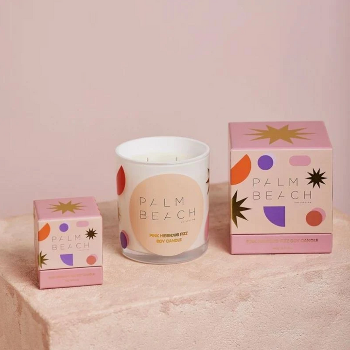 Palm Beach Candle Pink Hibiscus Fizz 420g Lifestyle | Merchants Homewares