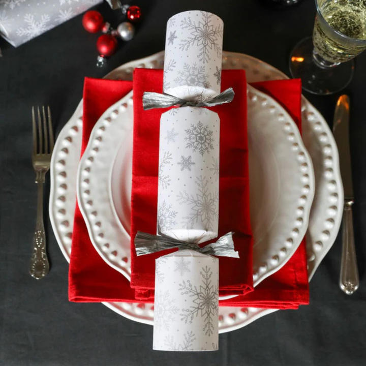 Paperie Deluxe Crackers Silver Snowflake (8) Lifestyle | Merchants Homewares