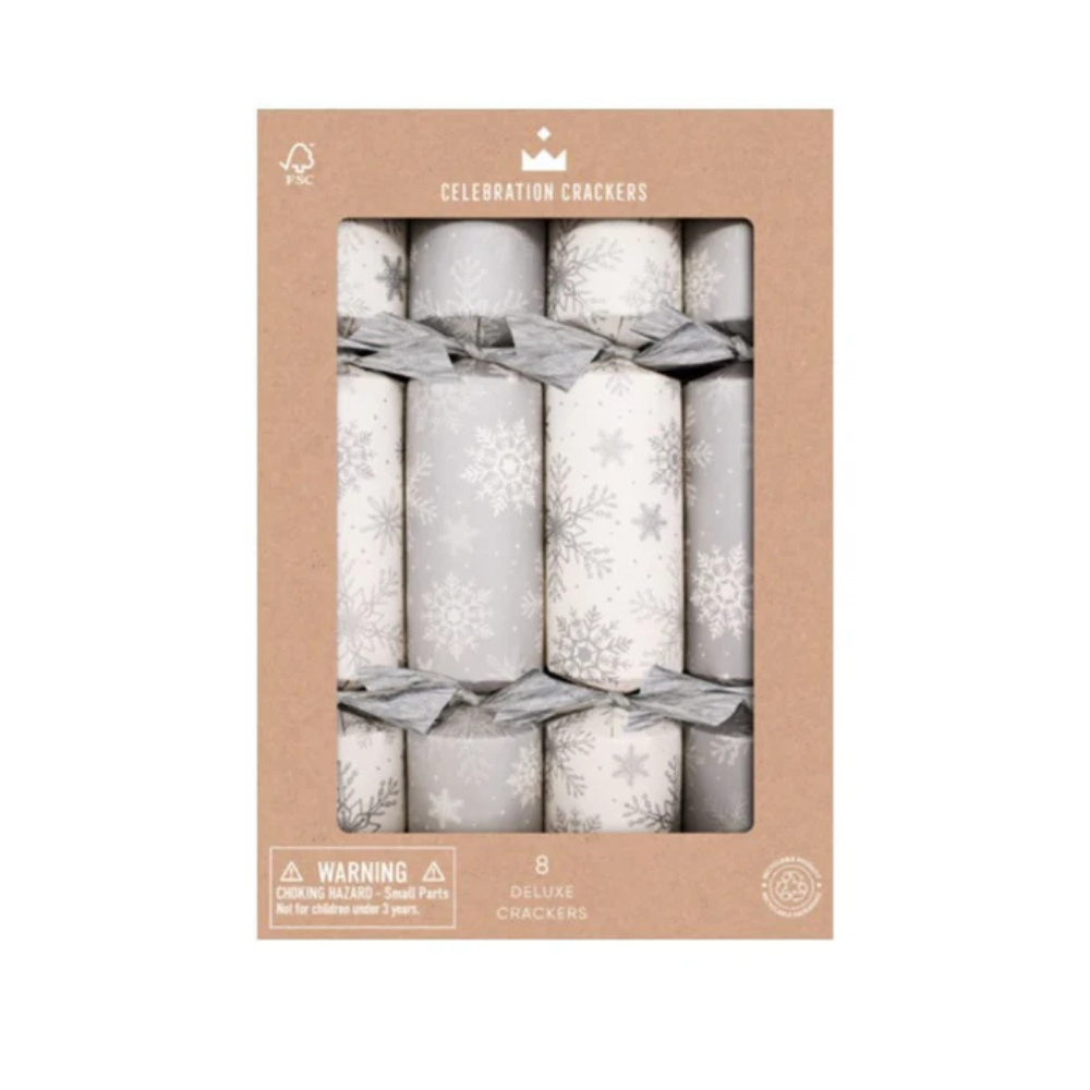 Paperie Deluxe Crackers Silver Snowflake (8) | Merchants Homewares