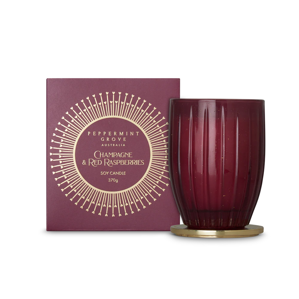 Peppermint Grove Champagne & Red Raspberries Soy Candle 370g | Merchants Homewares