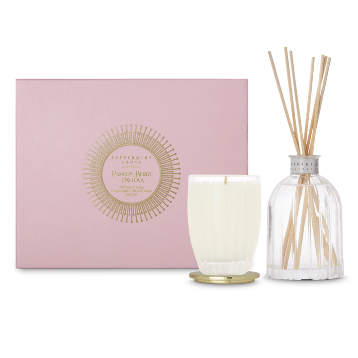 Peppermint Grove Passion Berry Pavlova Candle & Diffuser Gift Set | Merchants Homewares
