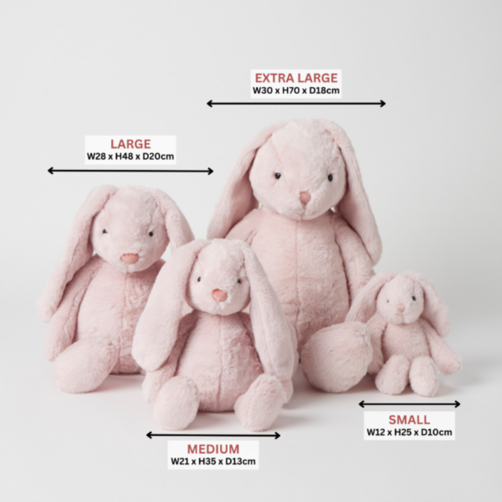 Pilbeam Jiggle and Giggle Pink Bunny Sizes | Merchants Homewares