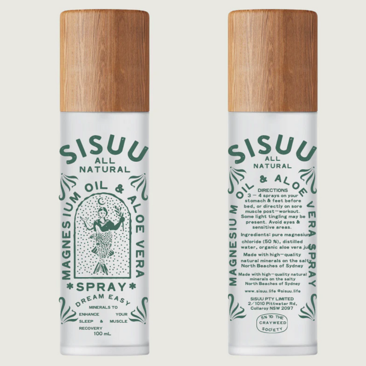 Sisuu Recovery Spray Magnesium Oil & Aloe Vera Front and Back| Merchants Homewares