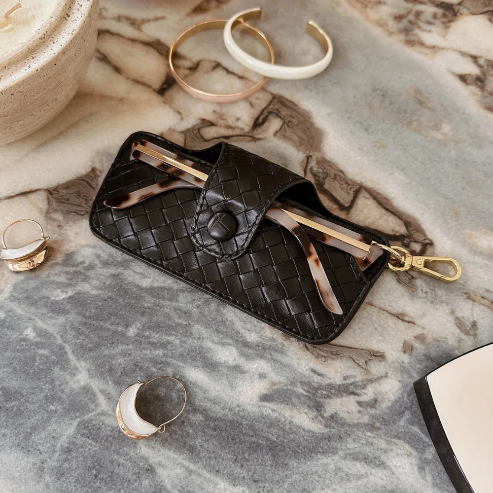 Skittle Sunglass Case Woven Black | Merchant Homewares 