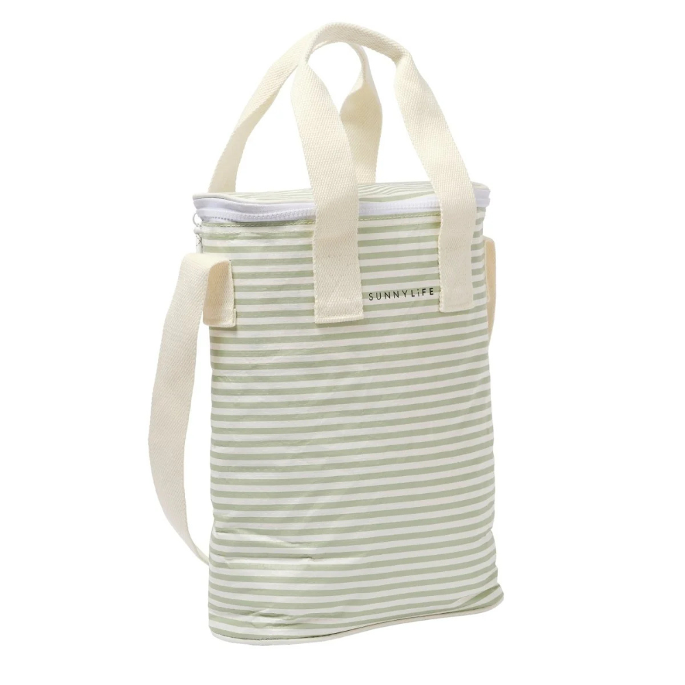 Sunnylife Light Cooler Drinks Bag Sea Sage Stripe | Merchant Homewares