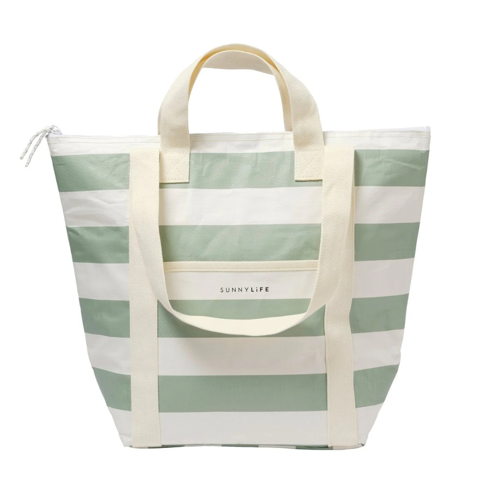 Sunnylife Light Cooler Tote La Palma Sage Stripe | Merchant Homewares