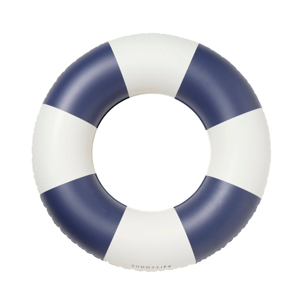 Sunnylife Slim Tube Pool Ring Navy Stripe | Merchant Homewares
