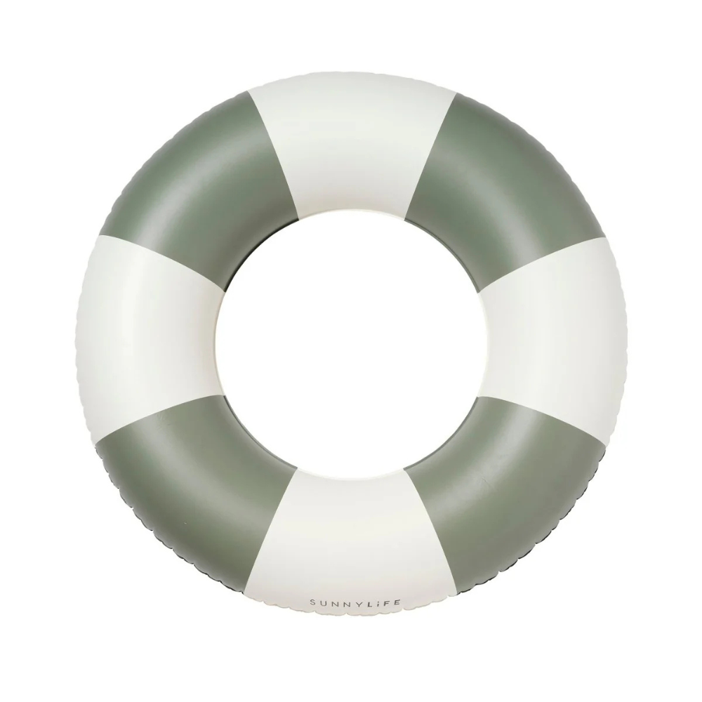 Sunnylife Slim Tube Pool Ring Olive Stripe | Merchant Homewares