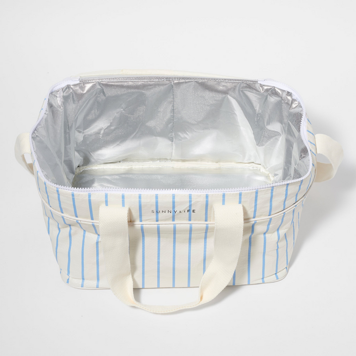 Sunnylife Cooler Bag Le Weekend Mid Blue-Cream Open | Merchants Homewares