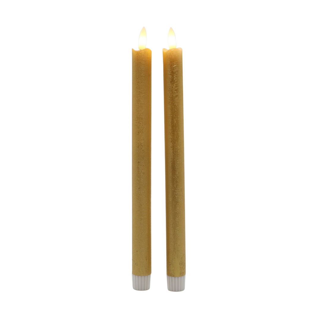 Swing Gifts Beacon LED Wax Taper Gold Pack of 2 | Merchants Homewares