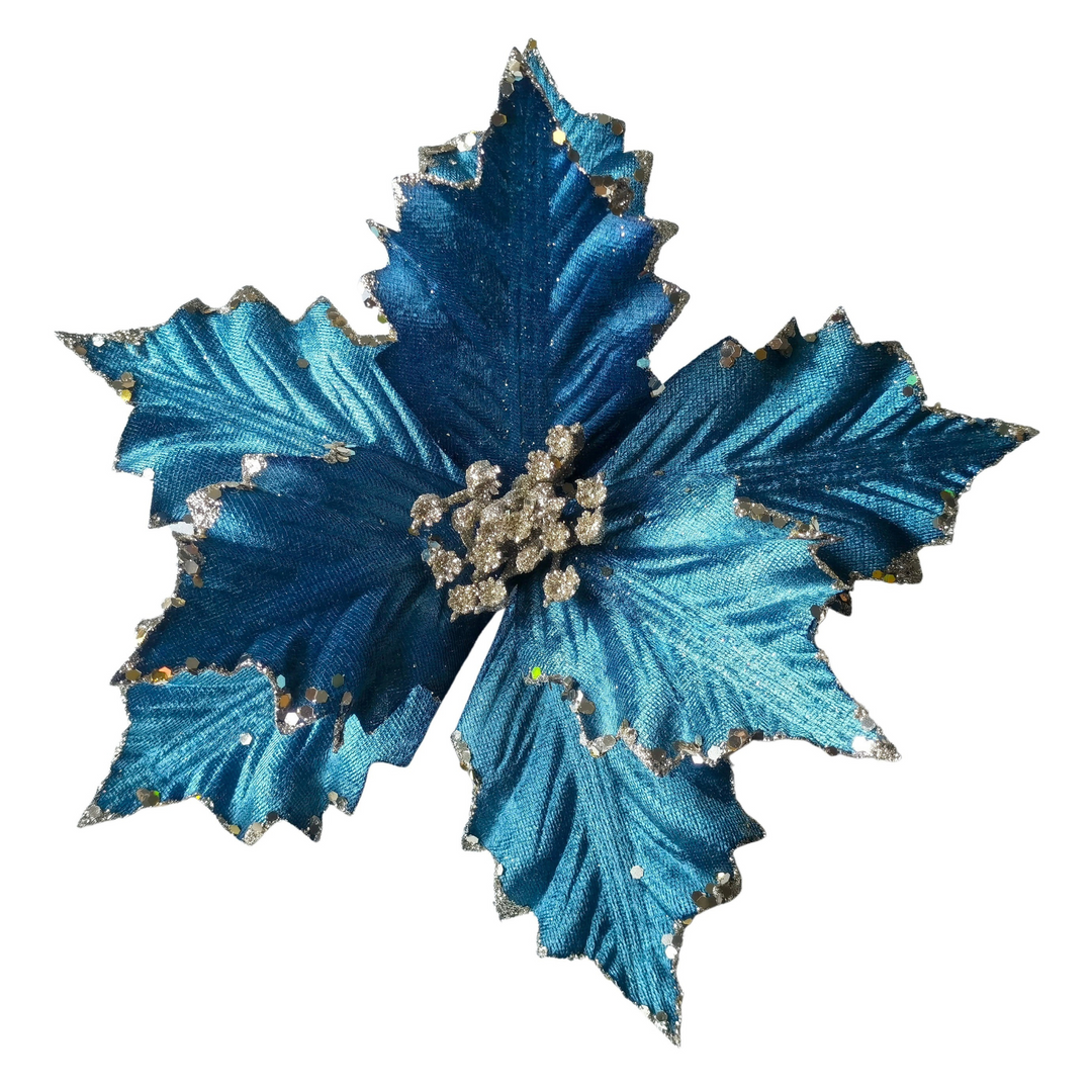 Swing Gifts Clip On Poinsettia Royal Blue Gold Edge | Merchants Homewares