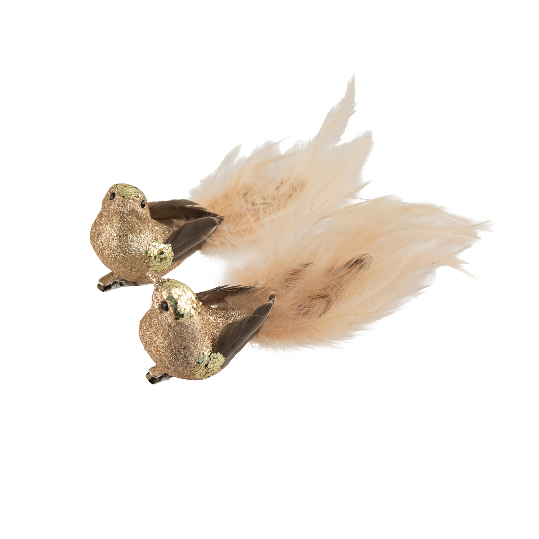 Swing Gifts Feather Clip Bird Gold Brown Assorted | Merchants Homewares