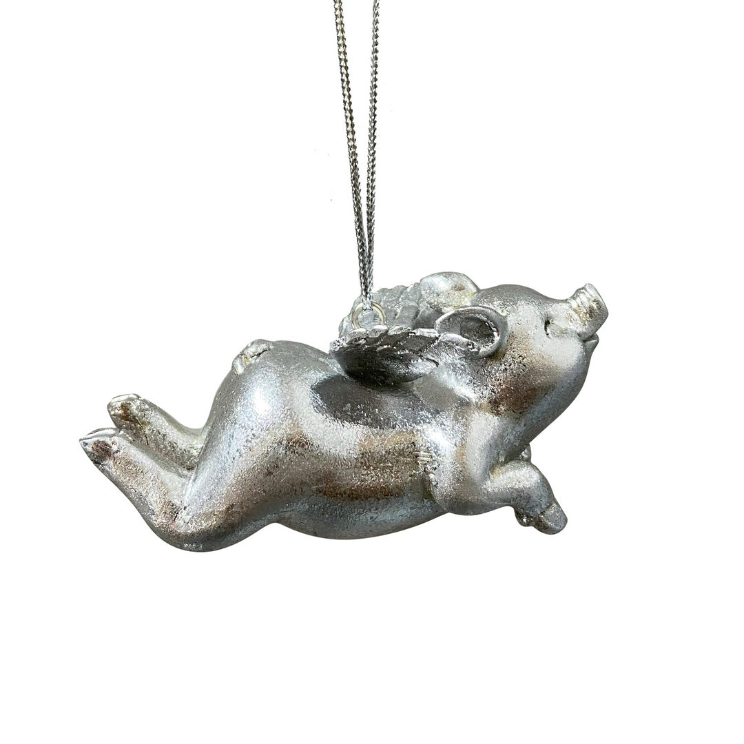 Swing Gifts Resin Flying Pig Deco Silver | Merchants Homewares