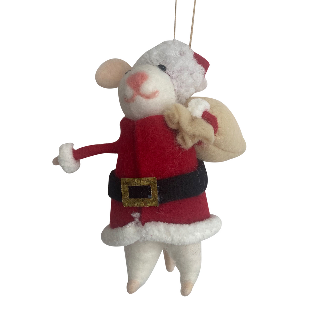Swing Gifts Woolen Hanging Mouse with Sack Red | Merchants Homewares