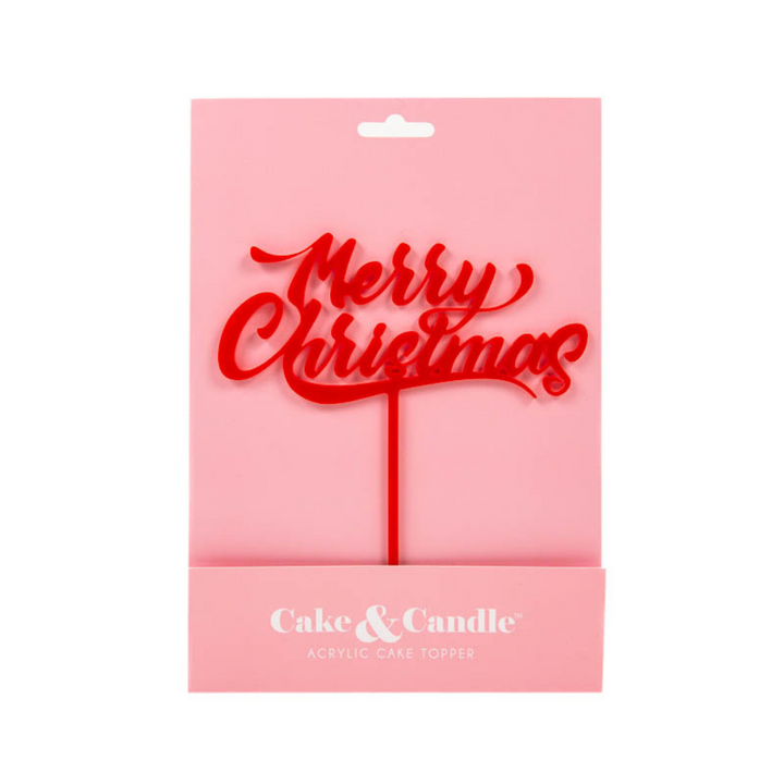 The Bake Group Cake & Candle Merry Christmas Cake Topper Red | Merchants Homewares