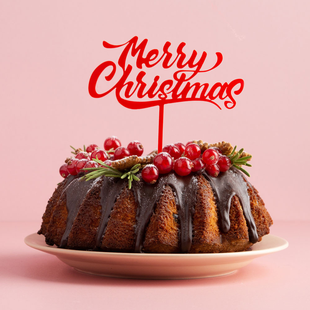 The Bake Group Cake & Candle Merry Christmas Cake Topper Red Lifestyle | Merchants Homewares