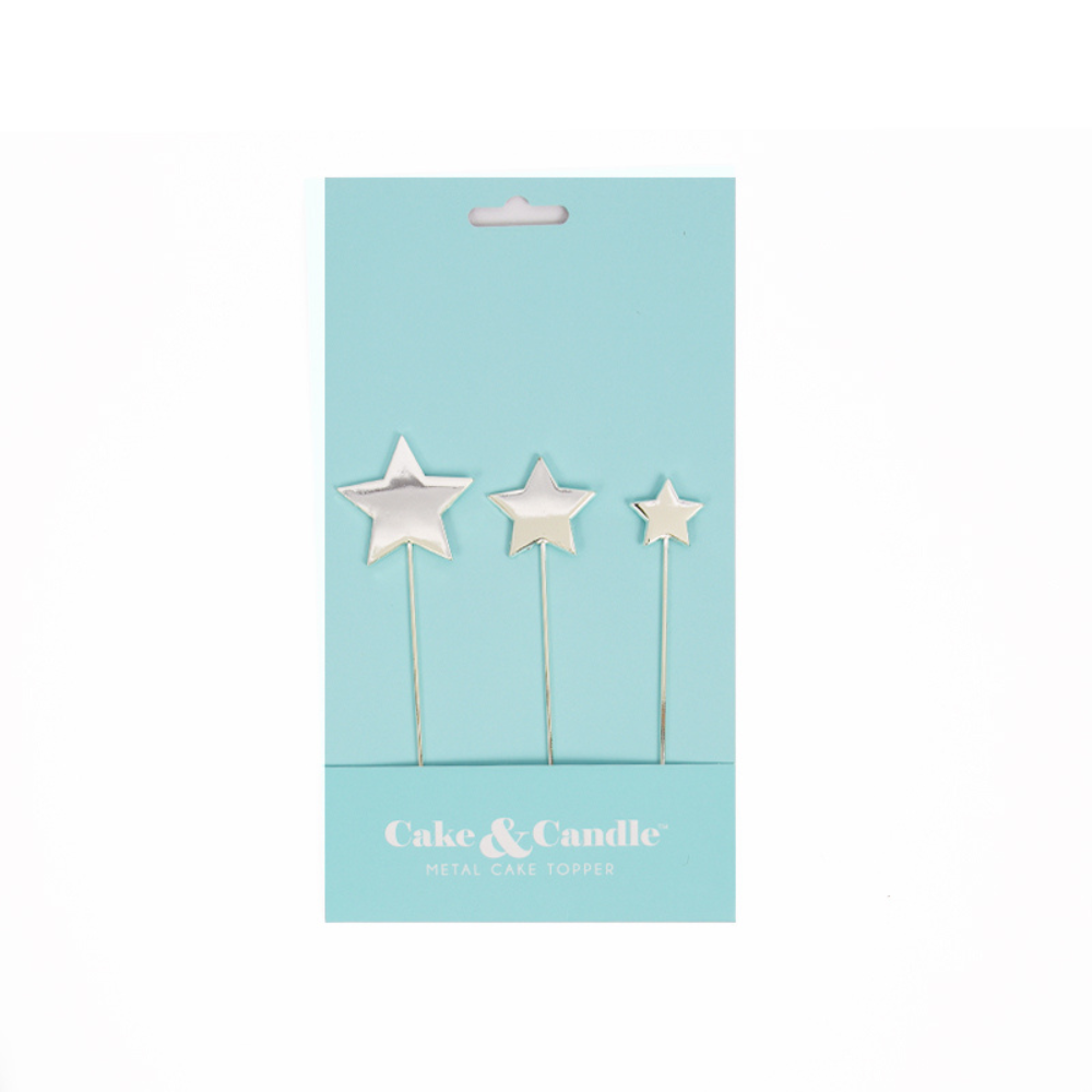 The Bake Group Cake & Candle Silver Metal Cake Topper Stars | Merchants Homewares
